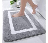 Homaxy - Tappeto da bagno antiscivolo, lavabile, in morbida microfibra a pelo lungo, 40 x 60 cm, grigio