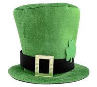 Homburg - Cappello da festa da leprechaun con finiture verdi, porkpie verde, per ragazzi e uomini, accessorio per feste irlandesi, Verde, Taglia unica