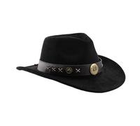 Homburg Cappello Fedoras con cintura etnica Fedora Top Porkpie classico per ragazzo uomo festival copricapo, Nero , Taglia unica