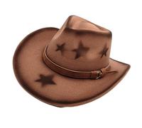 Homburg Cappello Fedoras con stampa a stella cintura Trim Top classico Porkpie per ragazzo uomo copricapo Fedora cappelli per donne uomini, cachi, Taglia unica