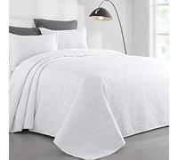 HOMBYS Alaska King - Set di biancheria da letto con copriletto e federe abbinate, 3 pezzi, leggero, oversize, 132 x 120 cm, colore: bianco