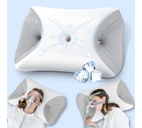 HOMCA Cuscino CPAP, Cuscino Cervicale Ergonomico in Memory Foam per Tutte le Maschere CPAP con Federa di Raffreddamento, Riduce le Perdite D'aria e la Pressione Della Maschera, 65x40x9/11cm