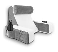 HOMCA Cuscino da Lettura per Letto e Divano con Cuscino per il Collo e Braccioli Rimovibile, Cuscini per Leggere/Rilassarsi/Guardare La TV, con Tasca e Fodera Lavabile (36x40x48cm)