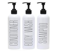 HOMCDALY Dispenser per shampoo e balsamo, confezione da 3 flaconi ricaricabili per shampoo e balsamo, flaconi vuoti per shampoo, balsamo per il corpo, dispenser per shampoo da bagno (bianco