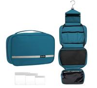 homchen Beauty case da viaggio, da appendere, per uomini e donne, borsa per il trucco di grande capacità, con 4 scomparti, pieghevole e compatta, Verde smeraldo, M, Borsa da toilette pieghevole