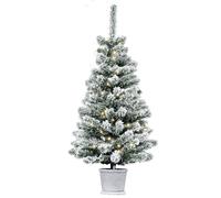 HOMCM Albero di Natale Artificiale Innevato con 60 Luci LED Bianche e 116 Rami, Base con Vaso Rimovibile, Φ40x90cm, Verde Aosom