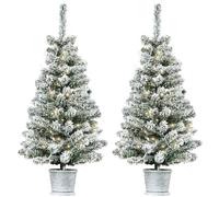 HOMCM Albero di Natale Artificiale Set 2 pz con 60 Luci LED Bianche e 116 Rami