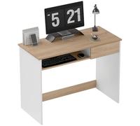 HOMCOM 100cm Scrivania compatta per computer con vassoio per tastiera, scrivania per ufficio con cassetto per studio in camera da letto, quercia