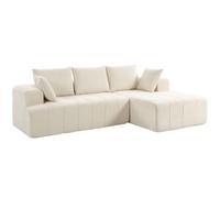 HOMCOM 101" Divano sezionale con chaise longue, Chenille, 3 posti, Beige | Boneless Cloud Sofa Bed, Divano a L, Cuscino a molle, Seduta ampia e profonda, Braccioli larghi, Nessun montaggio