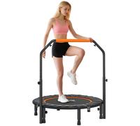 HOMCOM 102 cm Fitness-Trampolin, Faltbares Mini-Trampolin mit vierfach höhenverstellbarem Haltegriff, Fitness-Rebounder für Erwachsene, bis 150 kg