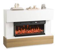 HOMCOM 117cm Camino Elettrico da Terra/Incasso a 3 Lati con Cornice Bianco