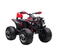 HOMCOM 12V Quad Elettrico per Bambini 3-5 Anni 3-8km/h 100x65x73 cm Rosso | Auto Elettrica per Bambini con Doppi Motori, Ruote Larghe, Batteria 10AH, Musica, MP3, USB, Scheda TF, Fari, Pedale