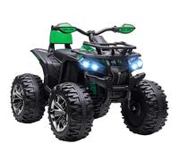 HOMCOM 12V Quad Elettrico per Bambini 3-5 Anni 3-8km/h, Auto Elettrica per Bambini con Batteria 10AH, Musica, MP3, USB, Scheda TF, Fari e Pedale, in PP e Metallo, 100x65x73 cm, Verde