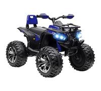 HOMCOM 12V Quad Elettrico per Bambini 3-5 Anni 3-8km/h, Auto Elettrica per Bambini con Doppi Motori, Ruote Larghe, Batteria 10AH, Musica, MP3, USB, Scheda TF, Fari e Pedale, 100x65x73 cm, Blu