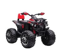 HOMCOM 12V Quad Elettrico per Bambini 3-5 Anni 3-8km/h, Auto Elettrica per Bambini con Doppi Motori, Ruote Larghe, Batteria 10AH, Musica, MP3, USB, Scheda TF, Fari e Pedale, 100x65x73 cm, Rosso