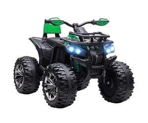 HOMCOM 12V Quad Elettrico per Bambini 3-5 Anni 3-8km/h, Auto Elettrica per Bambini con Doppi Motori, Ruote Larghe, Batteria 10AH, Musica, MP3, USB, Scheda TF, Fari e Pedale, 100x65x73 cm, Verde