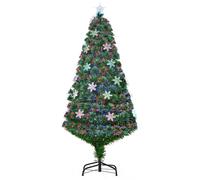 HomCom 150cm Albero di Natale Artificiale con 20 luci LED e Fibre Ottiche, Forma di Cristallo di Neve, 180 rami, rimovibile e pieghevole Aosom Italy