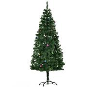 HOMCOM 180cm Albero di Natale Artificiale, 624 Rami, PVC Ignifughi, Verde | Albero di Natale Realistico, con Decorazioni, Rami Folti