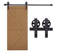 HOMCOM 183CM/6FT Kit Porta Scorrevole con Binario, 2 Ganci, 2 Fermaporta