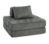 HOMCOM 2-in-1 Poltrona da Pavimento, Divano Chenille Pieghevole con Cuscino di Supporto Spesso, 97x194x50 cm, Grigio Aosom Italy