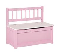 HOMCOM 2 in 1 Scatola per giocattoli per bambini, coperchio incernierato e cerniere di sicurezza, panca per bambini con schienale, per soggiorno, corridoio, 60 x 30 x 50 cm, rosa