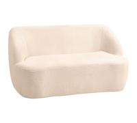 HOMCOM 2-Posti Divano con schienale e seduta curvi 142 cm Beige | Tessuto Boucle, completamente compresso, divano moderno, per camera da letto, appartamento, piccolo spazio, senza montaggio