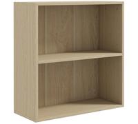 HOMCOM 2 ripiani scaffale basso con scomparti, legno naturale | Ripiano regolabile, libreria, scaffale espositivo e di stoccaggio, home office, soggiorno, studio