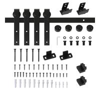 HOMCOM 200 cm, set completo di porte scorrevoli con guida a pavimento, guide scorrevoli, ruote scorrevoli, in acciaio al carbonio per doppia porta scorrevole