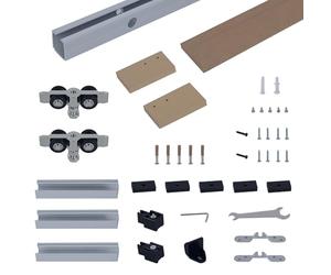 HOMCOM 200CM/6.6FT Binario con Kit di Accessori per Porte Scorrevoli in Stile Rustico in Legno