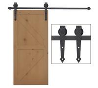HOMCOM 200CM/6.6FT Kit per Porta Scorrevole da 2 m con Binario Marrone