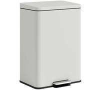 HOMCOM 20L Cestino da cucina con coperchio Soft-Close e funzione Stay-Open, cestino a pedale con secchio interno rimovibile per cucina, ufficio, casa, crema