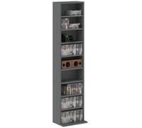 HOMCOM 260 CD/120 DVD Storage Unit, Blu-ray Media Storage Shelf con 9 scomparti e 6 ripiani regolabili, torre CD per soggiorno, camera da letto, ufficio, grigio