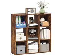 HOMCOM 3 livelli 9 cubi unità di stoccaggio Particle Board armadio libreria organizzatore casa ufficio scaffali, marrone rustico