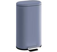HOMCOM 30L Cestino 90° Coperchio Stay-Open Slim Rett. Ped. Grigio