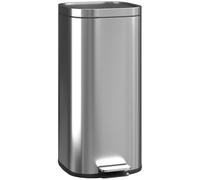 HOMCOM 30L cestino da cucina, cestino a pedale con interno rimovibile, coperchio a chiusura morbida che rimane aperto, antiscottatura, per casa o ufficio, argento