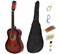 HOMCOM 36" Set di chitarra acustica con corde facili, plettri e custodia impermeabile inclusi, 3/4 portatile per principianti, rosso vino