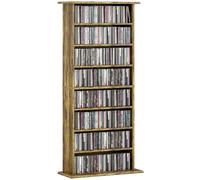 HOMCOM 360 CD/185 DVD Storage Unit, 185 Blu-ray Media Storage Shelf con 8 scomparti e 6 ripiani regolabili, CD Tower per soggiorno, camera da letto, ufficio, marrone rustico