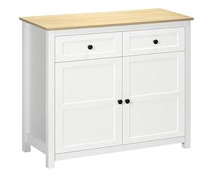 HOMCOM 39" Sideboard Buffet Armadio, Moderno Armadio da Cucina, Bianco | 2 cassetti, 2 ante, ripiano regolabile