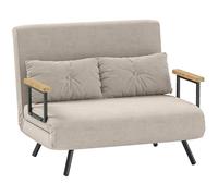 HOMCOM 4 in 1 Divano Letto 2 Posti, con Schienale Regolabile in 5 Posizioni, Divano Letto Matrimoniale Pieghevole con 2 Cuscini, Seduta Imbottita, in Velluto per Casa e Ufficio, 102x73x81 cm, Crema