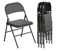 HOMCOM 4 Sedie Pieghevoli Imbottite, Salvaspazio 45x46x78 cm Nero