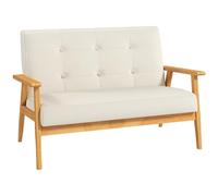 HOMCOM 45" Divano per due imbottito gambe legno gomma Beige