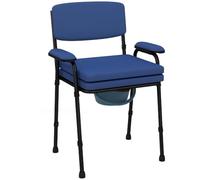 HOMCOM 5 in 1 Sedia Comoda WC per Anziani 6 Altezza Regolabile, Blu | 6 Altezza Regolabile, Sedia WC per Disabili, Sgabello per Doccia, Secchio Rimovibile, Seduta Imbottita