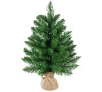 HOMCOM Albero di Natale Mini 60cm con 70 Rami Folti e Aghi Realistici in PVC, Base in Cemento e Iuta