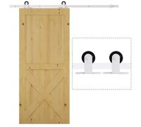 HOMCOM 6FT/183cm hardware per porte scorrevoli Kit di accessori scorrevoli in legno con guida a pavimento binario in acciaio al carbonio