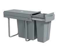 HOMCOM 7.9Gal (30L) Secchio sottolavello coperchio ermetico grigio | 2 scomparti rimovibili, Maniglia, Secchio estraibile per rifiuti
