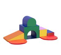 HOMCOM Set da Gioco per Bambini 12-36 Mesi da 7 Blocchi con Forme Diverse, Costruzioni Morbide in PU e EPE, 170x130x40 cm, Multicolore