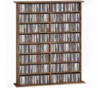 HOMCOM 720 CD/396 DVD Storage Unit, 396 Blu-ray Media Storage Shelf con 16 scomparti e 12 ripiani regolabili, CD Tower per soggiorno, camera da letto, ufficio, marrone rustico