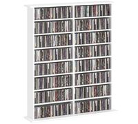 HOMCOM 720 CD/396 DVD Storage Unit, 396 Blu-ray Media Storage Shelf con 16 scomparti e 12 ripiani regolabili, CD Tower per soggiorno, camera da letto, ufficio, bianco