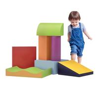 HOMCOM 7PCS Modulo motricità Bébé Parcours motricité Bébé Blocchi da Costruzione in Schiuma EPE con Copertura in Poliuretano - Giocattoli educativi per Bambini in età prescolare, Multicolore