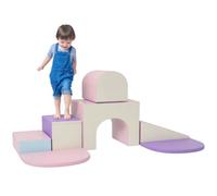 HOMCOM 7PCS Modulo motricità bébé parcours motricité bébé blocchi da costruzione in schiuma EPE con rivestimento sintetico - giocattoli educativi per bambini in età prescolare, multicolore